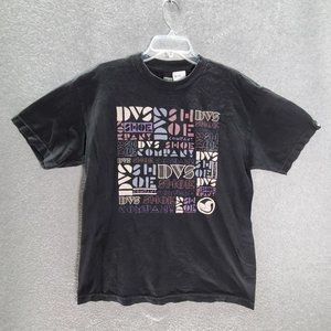 DVS‎ Men T-Shirt Large Black Vintage Graphic Logo Skater Shoes Y2K Short Sleeve